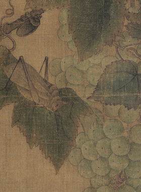 南宋林椿葡萄草虫图复制打印微喷宋元花鸟草虫画临摹学习画稿底稿