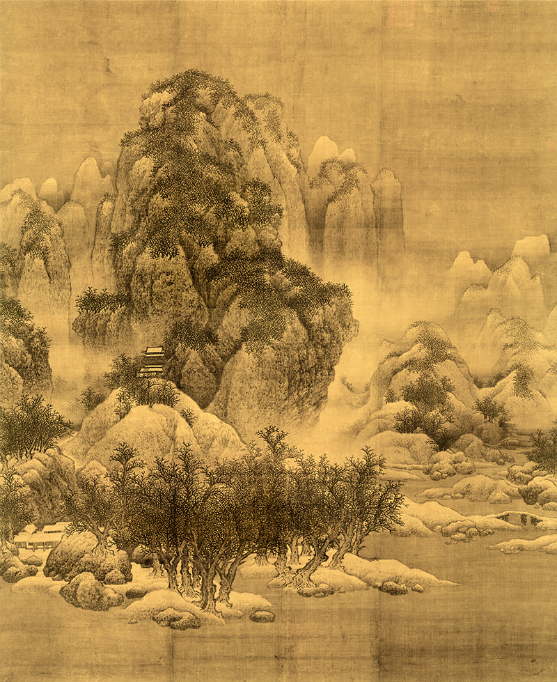 北宋范宽雪景寒林图高清微喷画稿临摹复制山水国画丝绢宣纸画心 - 图2