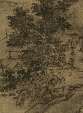 郭熙山村图原大临摹画稿范本画心