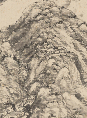 清朱耷八大山人秋山图临摹画稿