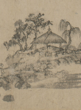 王蒙溪山风雨册临摹原大画稿画心