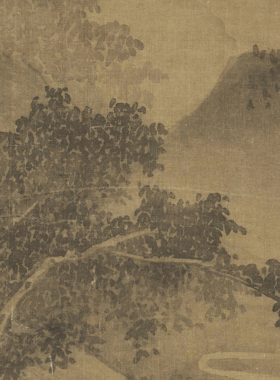元代吴镇 渔父图 微喷打印宋元山水画画稿临摹底稿复制原大画心