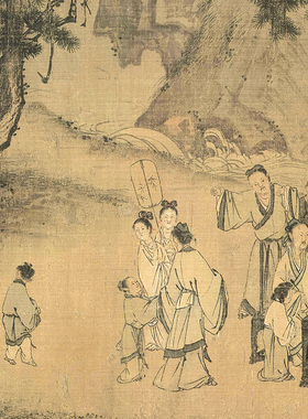 南宋马远西园雅集图真迹复制临摹画稿高清微喷宋元仿古画底稿画心