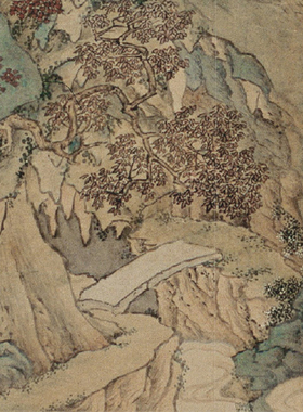 临摹画稿仇英枫溪垂钓图画心