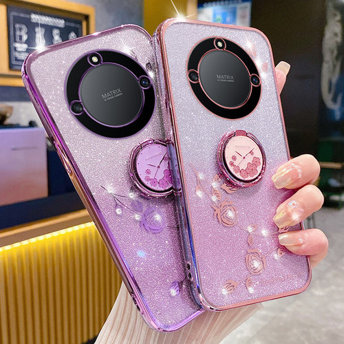 适用于华为荣耀X40手机壳RMO一AN00保护5G硅胶套honor全包防摔x4o软壳x405g闪粉玫瑰ANOO指环支架RMOANOO花钻 - 图2