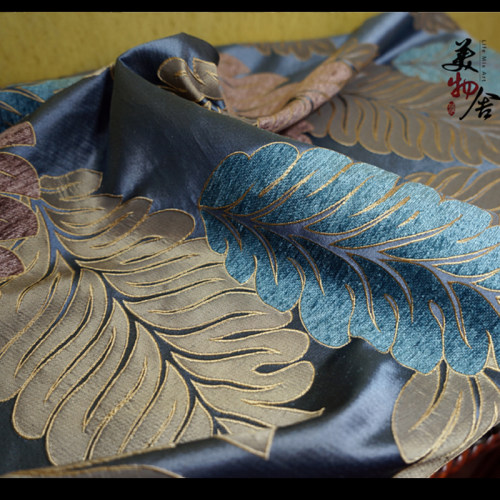 新款奢华复古欧式桌布布艺树叶桌布蓝色树叶美式复古长方形台布 - 图2