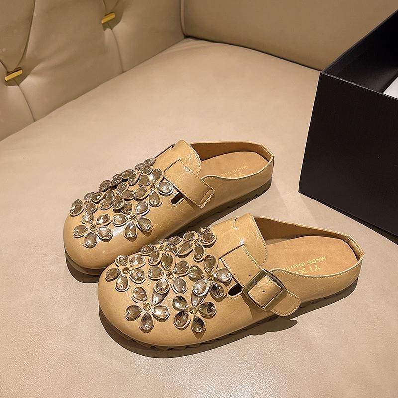 春秋包头半拖鞋女外穿2026新款时尚水钻平底一脚蹬勃肯凉拖0125z,淘宝优惠券,粉丝福利购,淘宝优惠卷