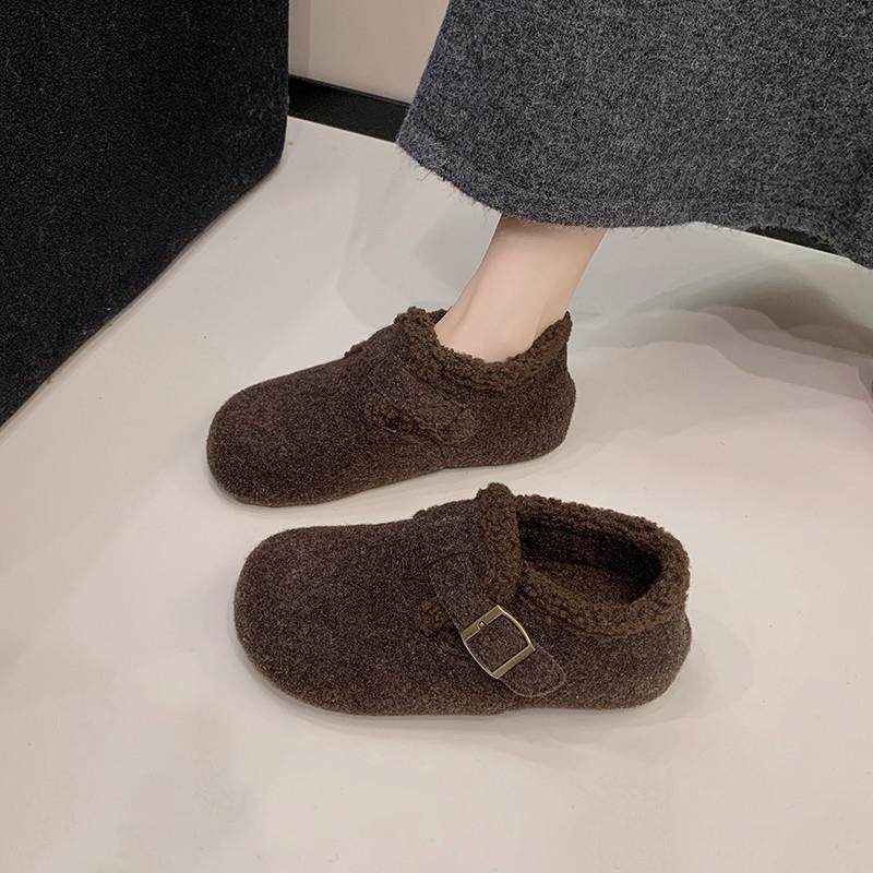 全包毛呢加绒勃肯鞋女2026春秋新款外穿平底舒适一脚蹬毛毛0122w,淘宝优惠券,粉丝福利购,淘宝优惠卷