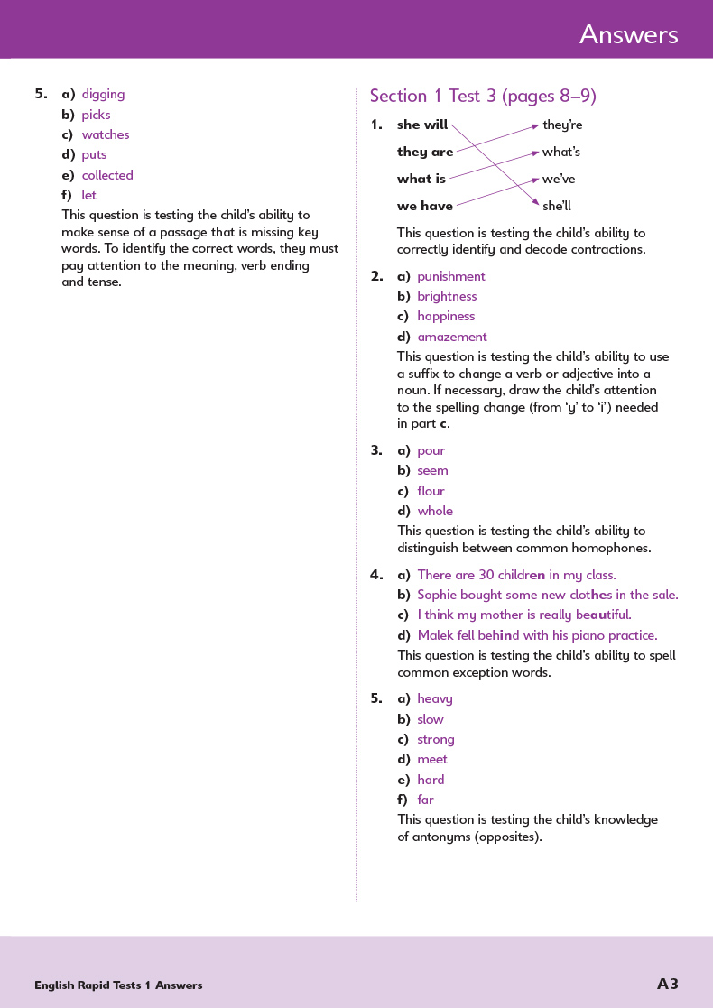 11+ English Rapid Tests 1-6英语短平快测试题练习册6本英国小学KS2阶段教材私立学校11+入学考试 Schofield Sims英文原版-图3