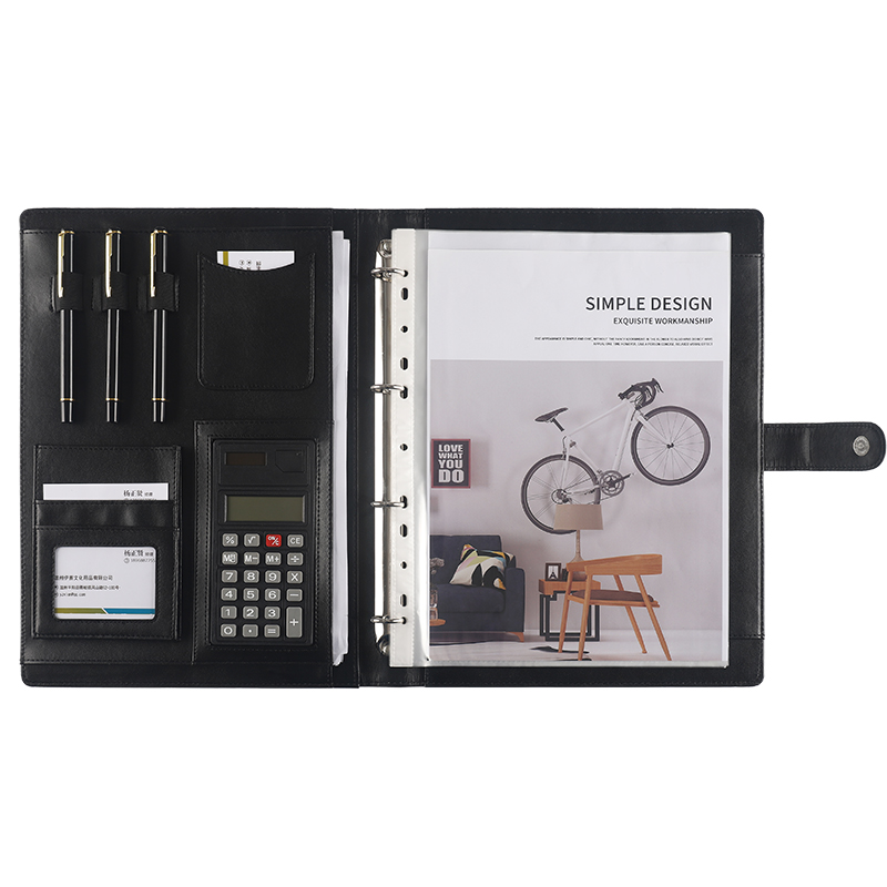 A4多功能经理夹企业商务办公定制皮质销售展业夹活页资料册室内设计师量房本文件夹保险4S开单本谈单夹刻logo - 图0