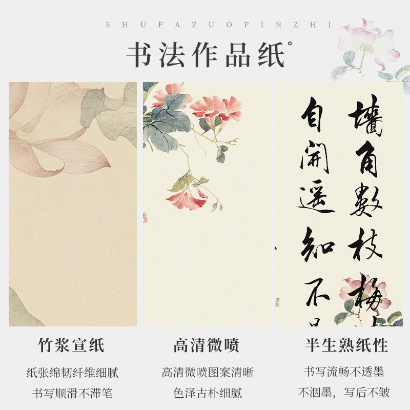 微喷宣纸书法作品纸小楷信笺纸半生熟古风艺术涂层宣纸国画工笔画书法专用练习纸手札小品软笔书法花笺一笔笺,淘宝优惠券,粉丝福利购,淘宝优惠卷