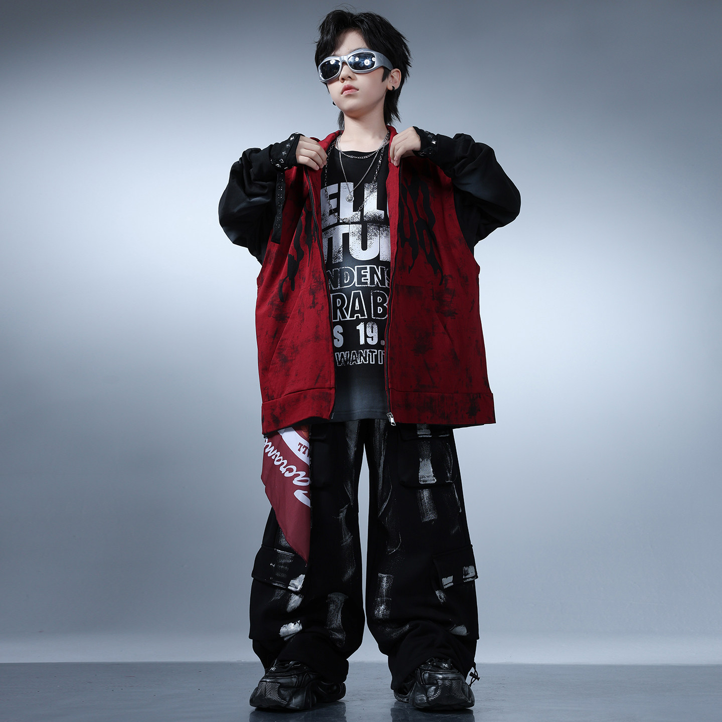 儿童街舞潮服少儿连帽坎肩外套女童爵士舞套装男童酷帅嘻哈演出服,淘宝优惠券,粉丝福利购,淘宝优惠卷