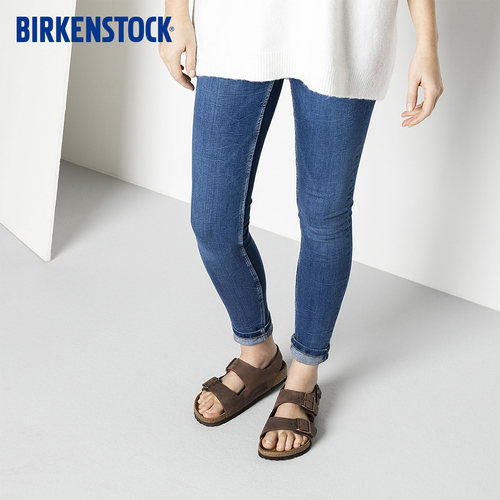 BIRKENSTOCK勃肯德国进口男女款牛皮革涂油软木Milano系踝凉鞋 - 图2