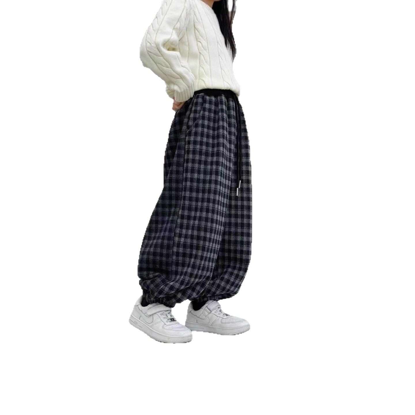 儿童2025款冬季新款男女童拼腰格子保暖休闲韩版束口长裤保暖裤子,淘宝优惠券,粉丝福利购,淘宝优惠卷
