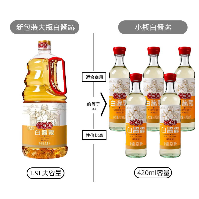 广味源白酱露1.9L炒菜炒饭调料原色无色味极鲜西餐复合调味汁家用 - 图2