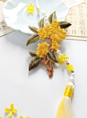 侠古与梦古风双面刺绣桂花挂件