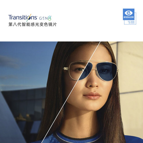 Essilor依视路全视线8第八代智能感光变色眼镜片配近视墨镜太阳镜 - 图0