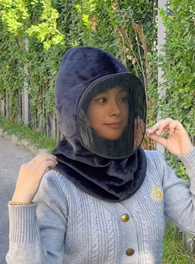 秋冬骑行加绒防风面罩护脸一体帽