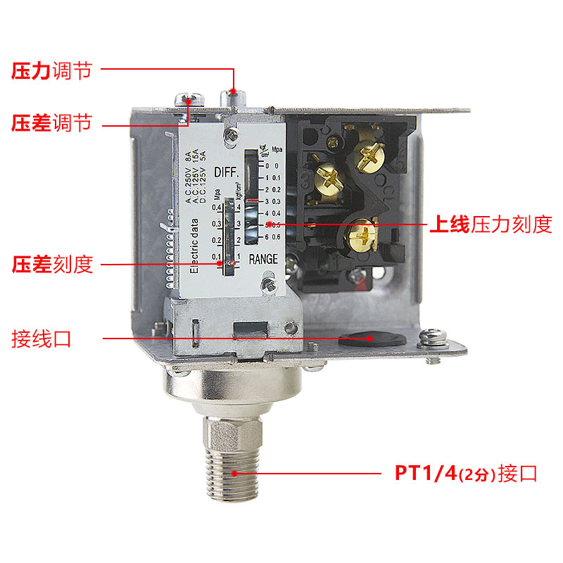 亚德客压力开关控制器机械式气动空压机水泵增压泵PK510/503/506 - 图1