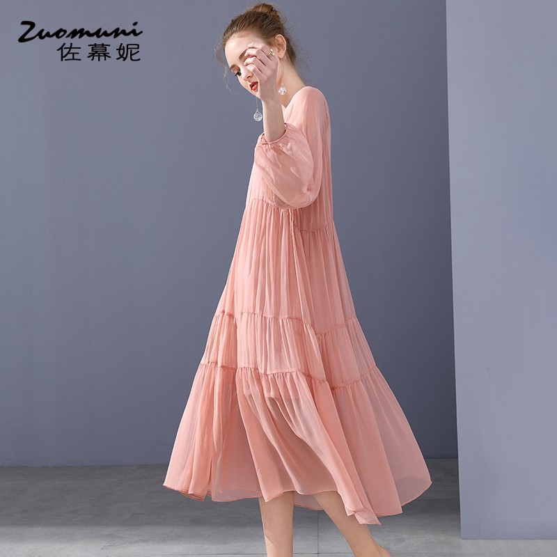 佐幕妮宽松桑蚕丝春夏中长款连衣裙 佐幕妮连衣裙