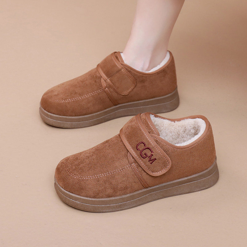 女士鞋雪地靴冬季加绒加厚保暖靴子舒适休闲鞋防滑鞋底魔术贴设计