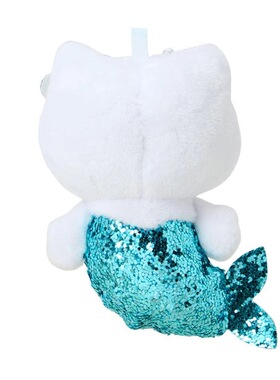 日本正版三丽鸥hellokitty闪亮美人鱼毛绒公仔小挂件钥匙链凯蒂猫