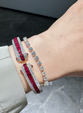 Zhaoyi珍宝～18K金红宝石钻石手镯  定金