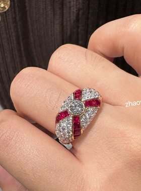 珍宝～18k金红宝石钻石戒指 定金