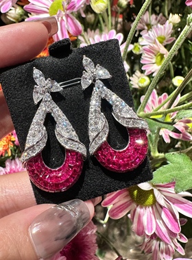 18k金天然红宝石钻石戒指