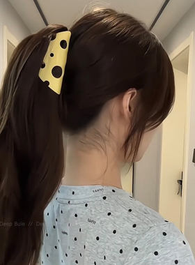 黄色三角奶酪抓夹女后脑勺盘发高马尾大号发量大发夹夏天鲨鱼夹