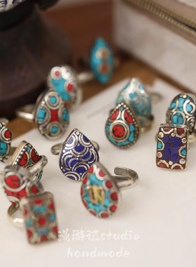 复古风戒指指环彩色民族风