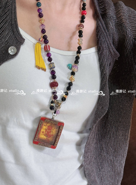 藏式设计黑玛瑙撞色复古项链