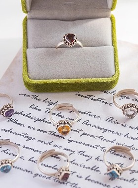 复古首饰925银爱心戒指