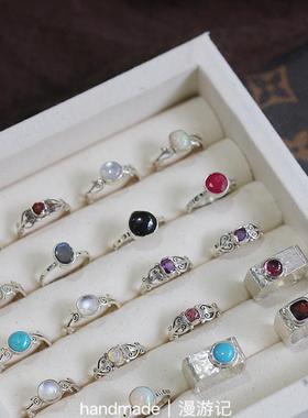 复古小众设计月光石戒指女S925