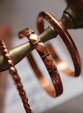 尼泊尔进口紫铜手镯开口可调节