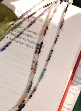 原创设计天然绿松石水晶锁骨链