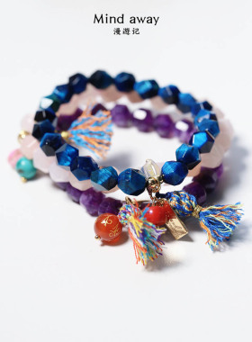 撞色设计古风小流苏手串女