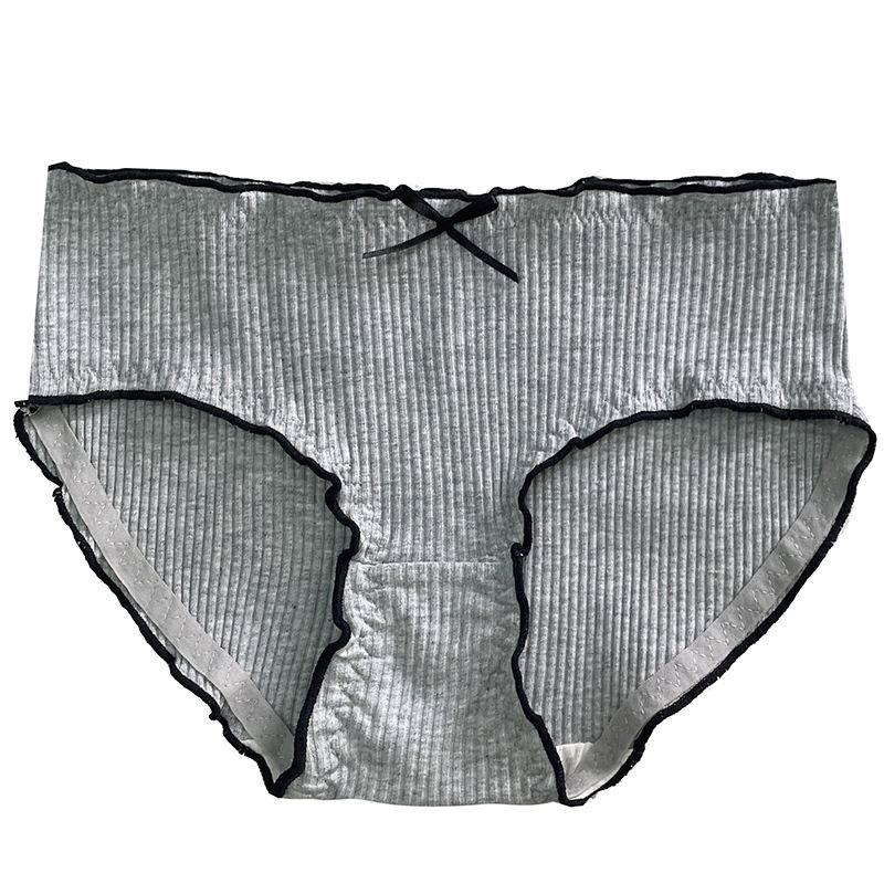 日系学生中腰内裤少女生螺纹透气纯棉档甜美木耳边包臀全棉三角裤,淘宝优惠券,粉丝福利购,淘宝优惠卷