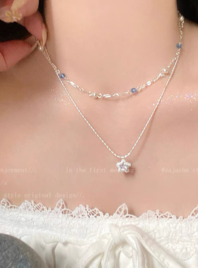 轻奢小众星星珍珠叠戴锁骨链女