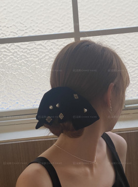 糯叽叽真丝丝绒复古蝴蝶结发抓