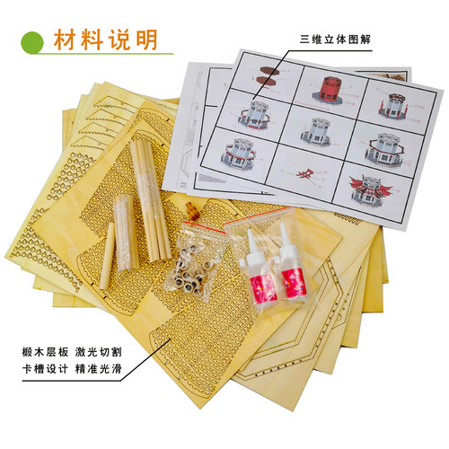 中国中式古建筑模型diy手工制作亭子凉亭景观建筑沙盘实木板材料 - 图1