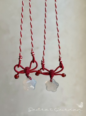 冰透小红书小星星同款蝴蝶结编织项链中式可爱颈链玛瑙配饰