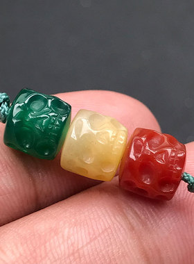 8mm天然红绿灯玛瑙直切阿呆哭骷髅头玛瑙文玩DIY佛珠108顶珠腰珠