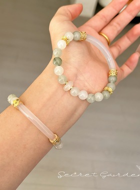 厂家批发天然草莓晶玛瑙手镯葡萄石简约清冷感气质手链女直播摆摊