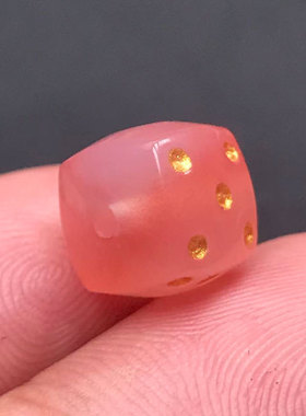 10MM天然粉糯瑙雕刻骰子背云隔珠顶珠腰珠绳束DIY星月菩提配件饰