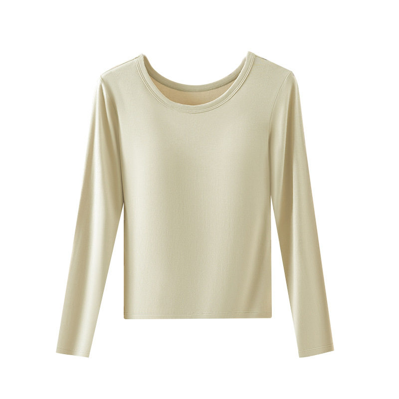 纯白色秋衣秋裤女士套装带胸罩垫一体免穿文胸女生打底衫薄款内衣,淘宝优惠券,粉丝福利购,淘宝优惠卷