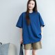 Blue white lazy T-shirt for women loose oversize