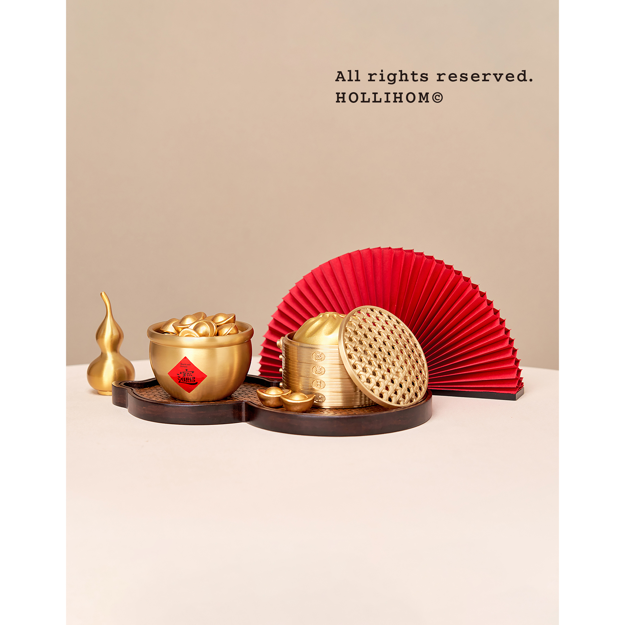 逅里「盆满富贵」黄铜聚宝盆 一桶金小摆件 八方来财招财开业装饰 - 图1