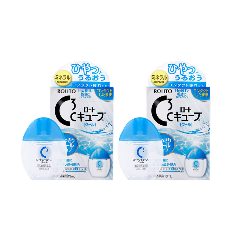 日本进口ROHTO乐敦清C3隐形眼镜眼药水滴眼液缓解眼疲清凉13ml*2