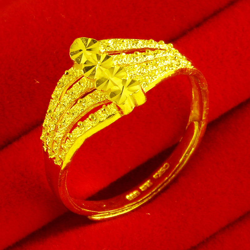 正品9999足金女士爱心形素金食指环 千影珠宝手饰